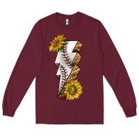 Burgundy sport baseball  lightning bolt Long Sleeve Tee - texasbilliewilder