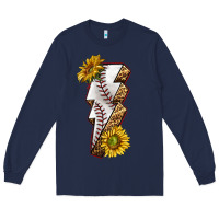 Navy sport baseball  lightning bolt Long Sleeve Tee - texasbilliewilder
