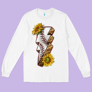 Sport Baseball  Lightning Bolt Long Sleeve Tee Designed By Texasbilliewilder