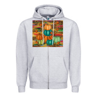 Heather Grey pumpkin Zipper Hoodie - RanaPortraitStore