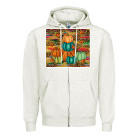 Oatmeal Heather pumpkin Zipper Hoodie - RanaPortraitStore
