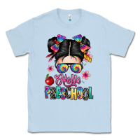 Dusty Blue hello preschool kid Classic Tee - texasbilliewilder