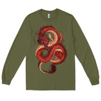 Army Green red dragon Long Sleeve Tee - RanaPortraitStore