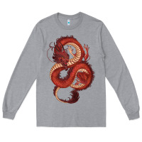 Heather Grey red dragon Long Sleeve Tee - RanaPortraitStore