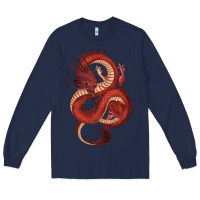 Navy red dragon Long Sleeve Tee - RanaPortraitStore