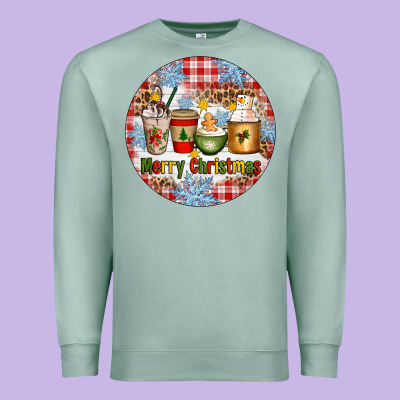 Merry Christmas Coffee Cups Premium Sweatshirt Designed By Artiststas
