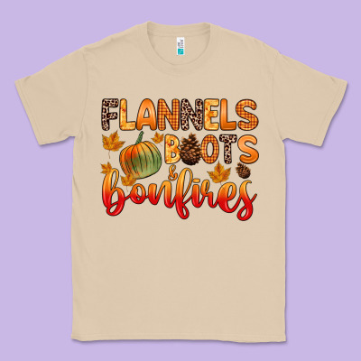 Flannels Boots And Bonfires Classic Tee Designed By Zillion Design Studio