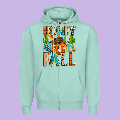 Howdy Fall Zipper Hoodie Designed By Zillion Design Studio