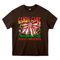 Chocolate Brown Candy Cane Christmas Club Heavy Core Tee - CowhideDigitalArt