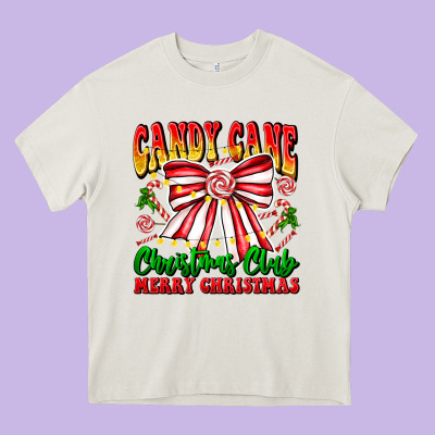 Candy Cane Christmas Club Heavy Core Tee Designed By Cowhidedigitalart