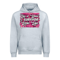 Heather Grey This is what a survivor looks like Breast Cancer Urban Hoodie - NancyCooperArtShop