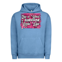 Pigment Pebble Blue This is what a survivor looks like Breast Cancer Urban Hoodie - NancyCooperArtShop