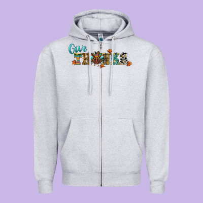 Give Thanks Zipper Hoodie Designed By Ranaportraitstore