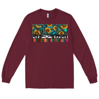 Burgundy Rusty Sunflowers with Cowhide and Turquoise Long Sleeve Tee - RanaPortraitStore