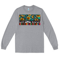 Heather Grey Rusty Sunflowers with Cowhide and Turquoise Long Sleeve Tee - RanaPortraitStore