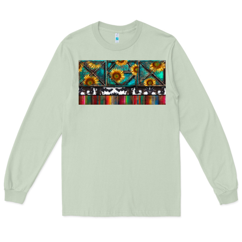 Rusty Sunflowers With Cowhide And Turquoise Long Sleeve Tee by RanaPortraitStore | Teevron