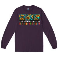 Plum Rusty Sunflowers with Cowhide and Turquoise Long Sleeve Tee - RanaPortraitStore