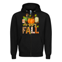 Black happy fall Zipper Hoodie - Zillion Design Studio