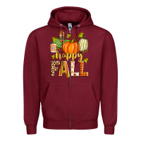 Burgundy happy fall Zipper Hoodie - Zillion Design Studio
