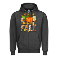 Charcoal Heather happy fall Zipper Hoodie - Zillion Design Studio
