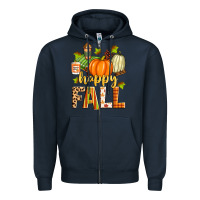 Navy happy fall Zipper Hoodie - Zillion Design Studio