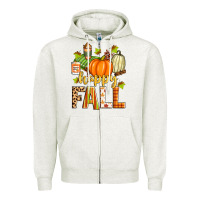 Oatmeal Heather happy fall Zipper Hoodie - Zillion Design Studio