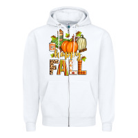 White happy fall Zipper Hoodie - Zillion Design Studio
