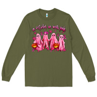 Army Green in october we wear pink ghosts Long Sleeve Tee - AdoDesignShop