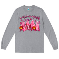 Heather Grey in october we wear pink ghosts Long Sleeve Tee - AdoDesignShop