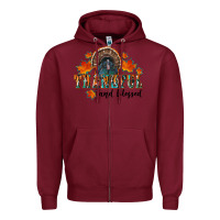 Burgundy thankful and blessed Zipper Hoodie - RanaPortraitStore