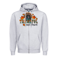 Heather Grey thankful and blessed Zipper Hoodie - RanaPortraitStore
