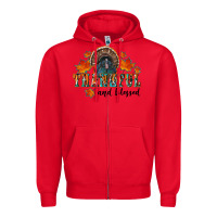 Red thankful and blessed Zipper Hoodie - RanaPortraitStore