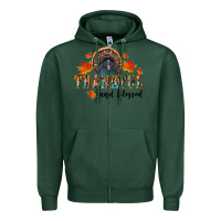Sports Green thankful and blessed Zipper Hoodie - RanaPortraitStore