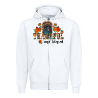 White thankful and blessed Zipper Hoodie - RanaPortraitStore