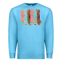 Ocean Blue Sunflower Leopard Jute Pattern Brushstrokes Premium Sweatshirt - Bettercallsaul