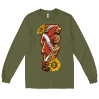 Army Green sport football  lightning bolt Long Sleeve Tee - texasbilliewilder