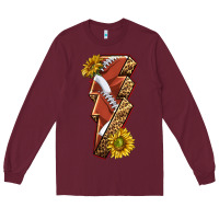 Burgundy sport football  lightning bolt Long Sleeve Tee - texasbilliewilder