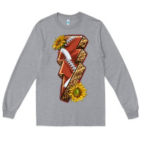 Heather Grey sport football  lightning bolt Long Sleeve Tee - texasbilliewilder