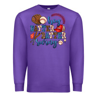 Purple hey batter batter swing Premium Sweatshirt - AdoDesignShop