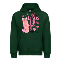 Forest Green valentine jesus fills my cup Urban Hoodie - MaliasSmallBusiness