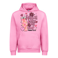 Fuchsia Pink valentine jesus fills my cup Urban Hoodie - MaliasSmallBusiness