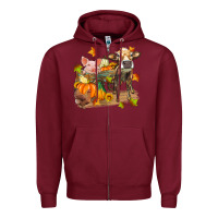 Burgundy fall farm animals Zipper Hoodie - Zillion Design Studio