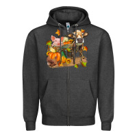 Charcoal Heather fall farm animals Zipper Hoodie - Zillion Design Studio