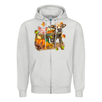 Dove Grey fall farm animals Zipper Hoodie - Zillion Design Studio