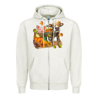 Oatmeal Heather fall farm animals Zipper Hoodie - Zillion Design Studio