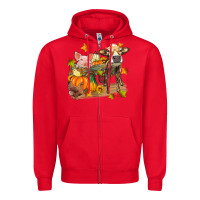 Red fall farm animals Zipper Hoodie - Zillion Design Studio