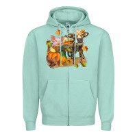 Seafoam fall farm animals Zipper Hoodie - Zillion Design Studio