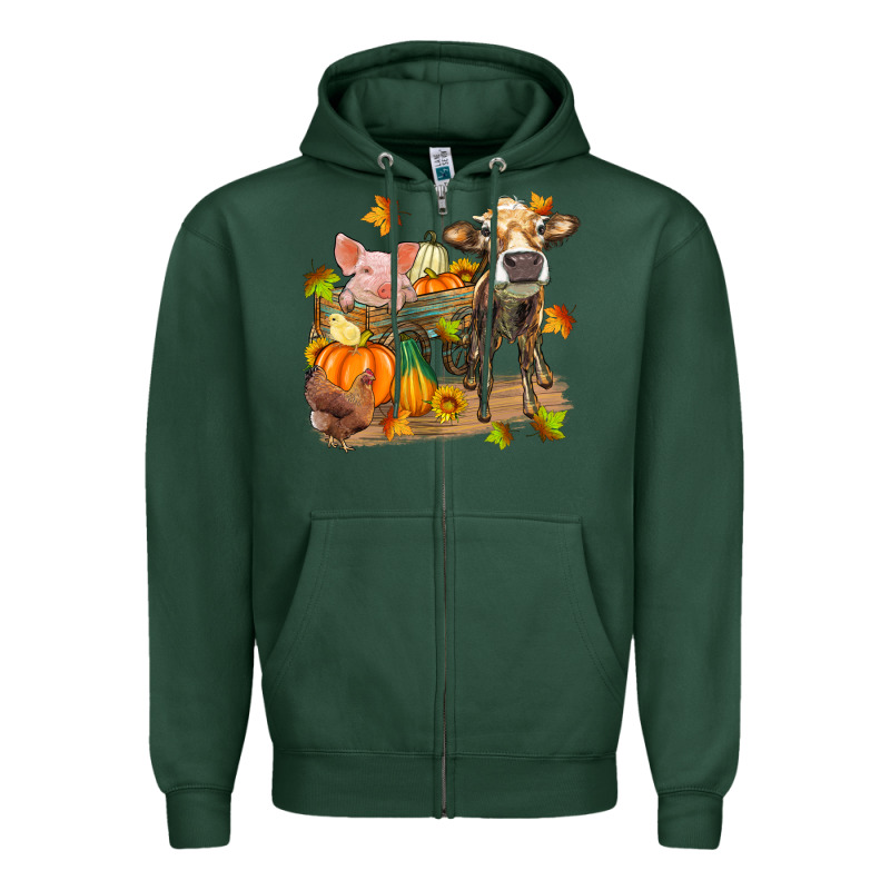 Fall Farm Animals Zipper Hoodie by Zillion Design Studio | Teevron