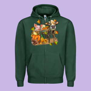 Fall Farm Animals Zipper Hoodie Designed By Zillion Design Studio