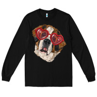 Black Saint bernard with love glasses Long Sleeve Tee - RanaPortraitStore